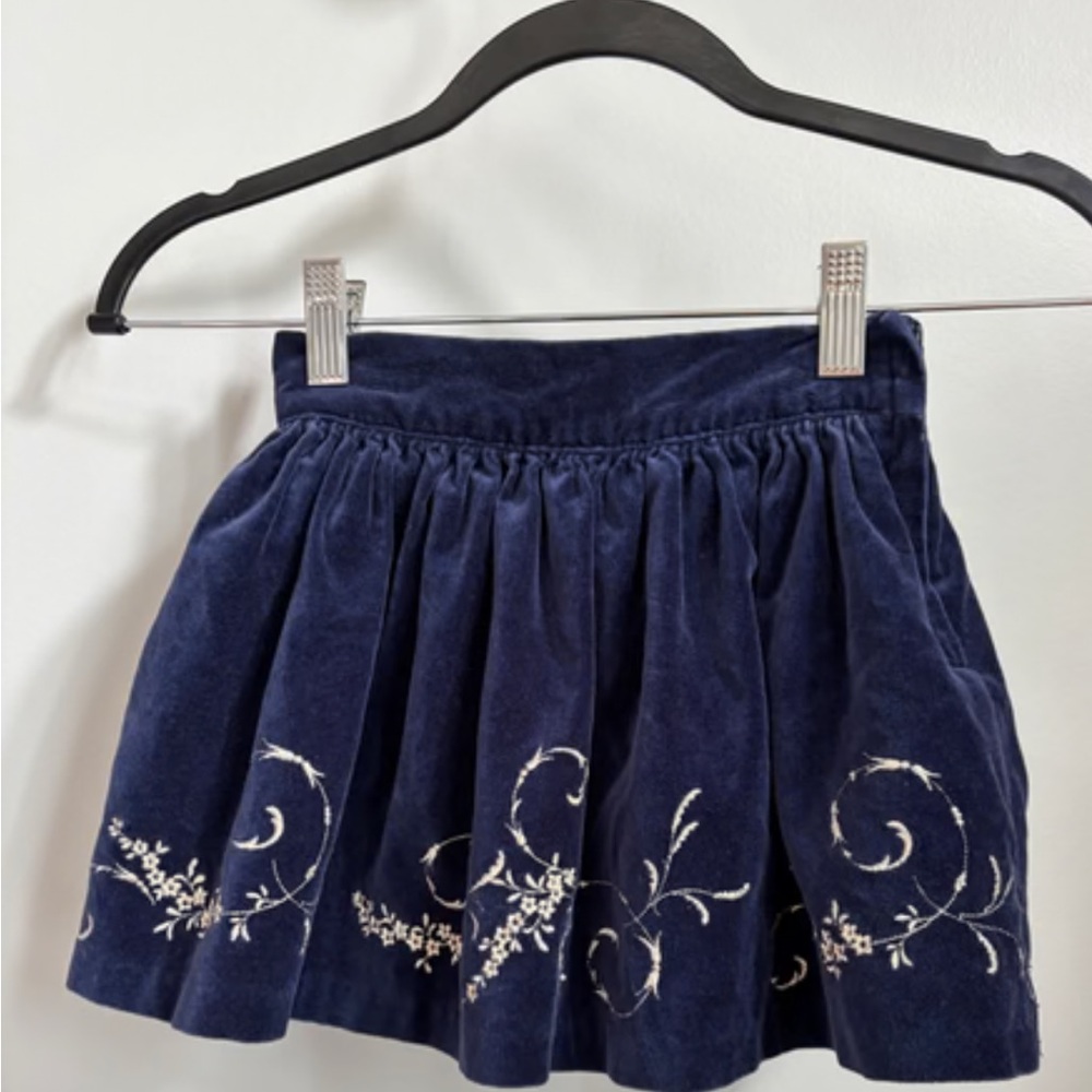 Janie and Jack Navy Blue Velvet Skirt